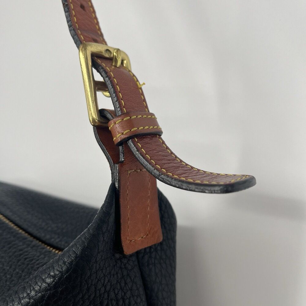 Dooney And Bourke Hobo Bag Pebbled Leather Black And Tan Shoulder Bag - Picture 8 of 16